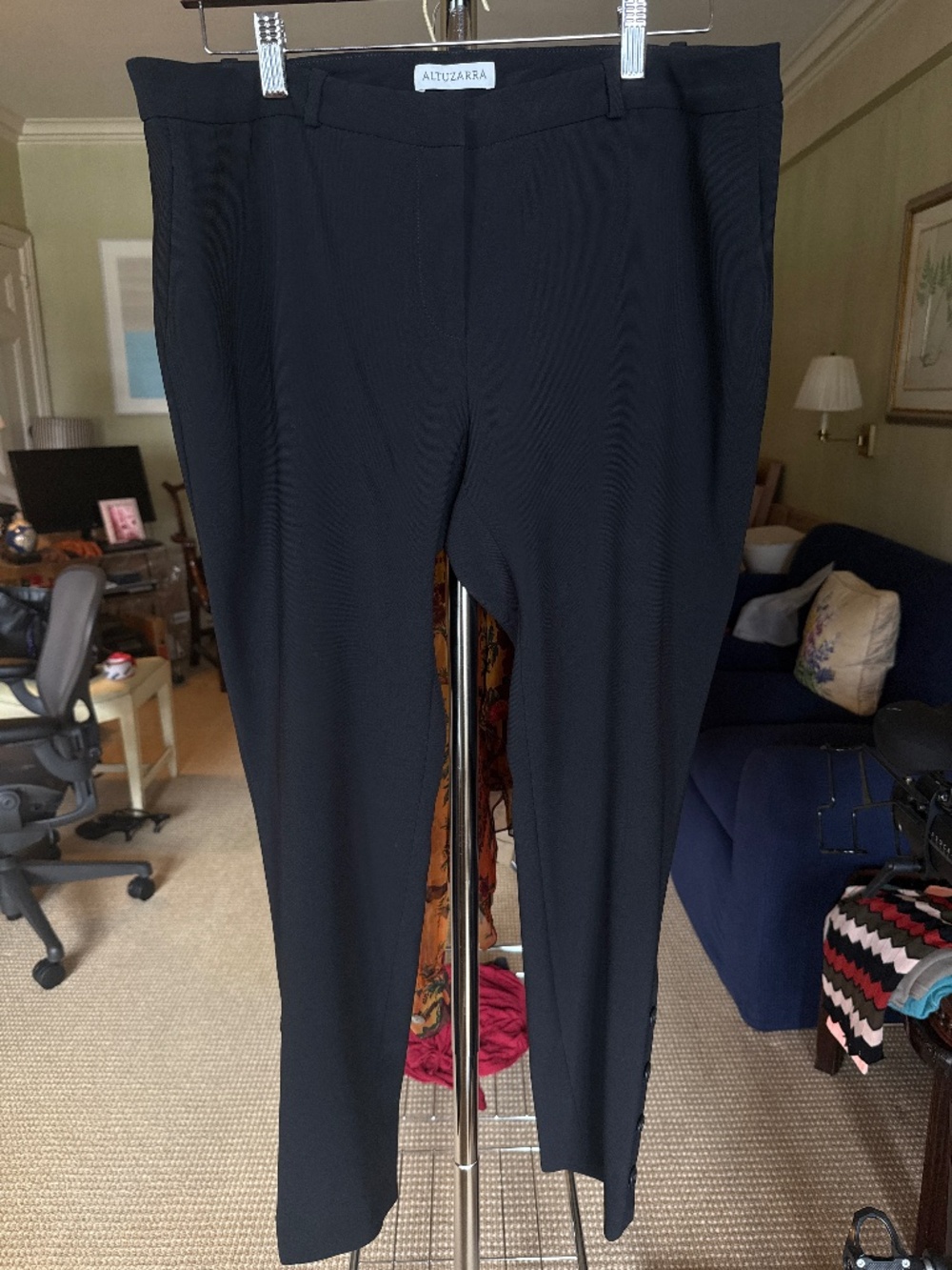 Altuzarra Black Tailored Ankle Trousers with Button Hem – IT 46 / US 10–12